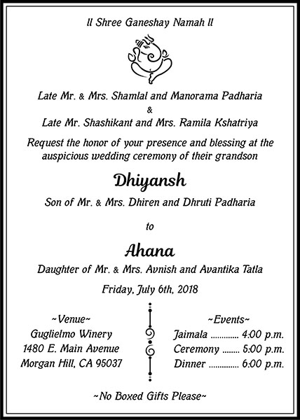 Interfaith wedding invitation wording 10 - Parekh Cards
